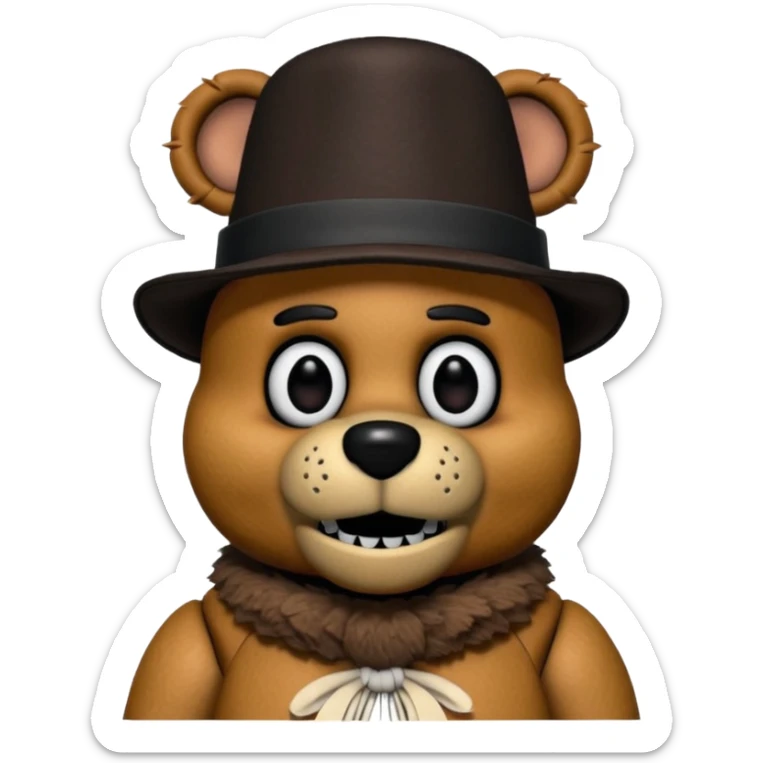 Freddy Fazbear with black and tiny hat from Five Nights At Freddy's Movie sticker