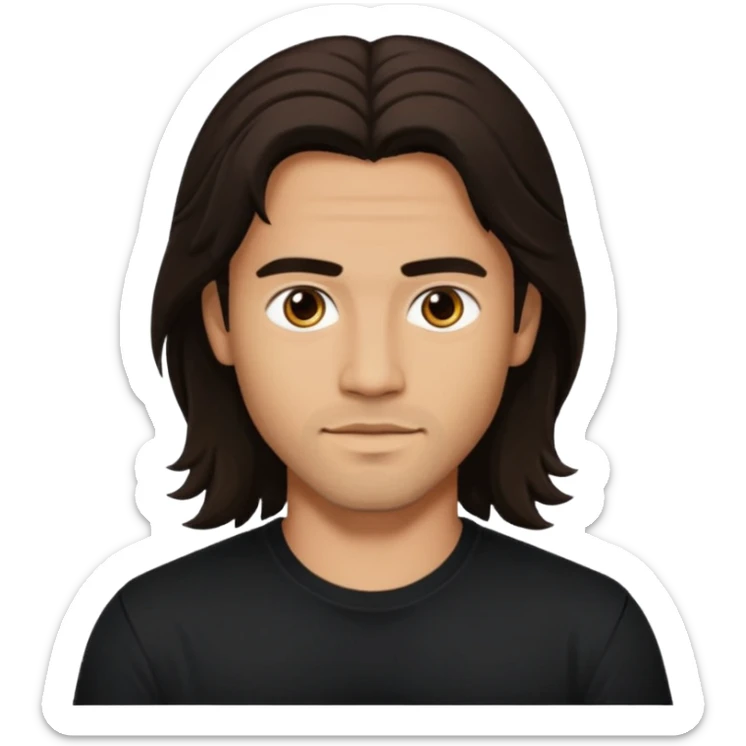 Pana Hema Taylor, male actor (b.1989) with light tan skin, dark brown long hair sticker