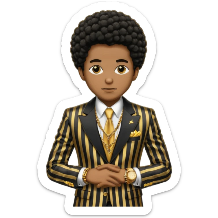 Afro American Gangster with black and gold pin striped suit  sticker