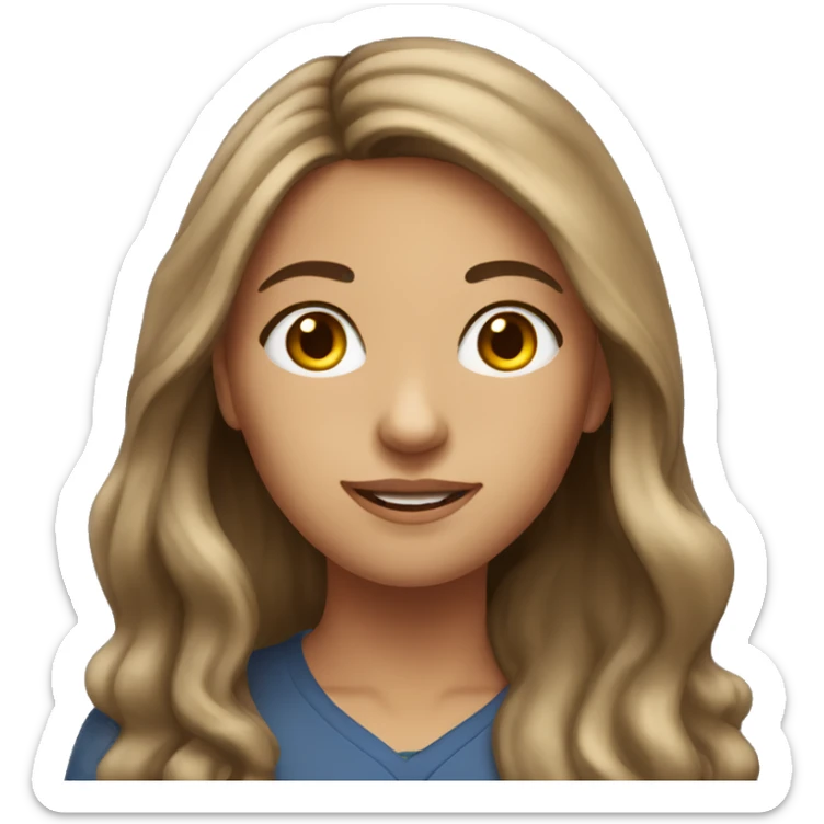 19 years old girl with long light brunette hair, her job is teacher sticker