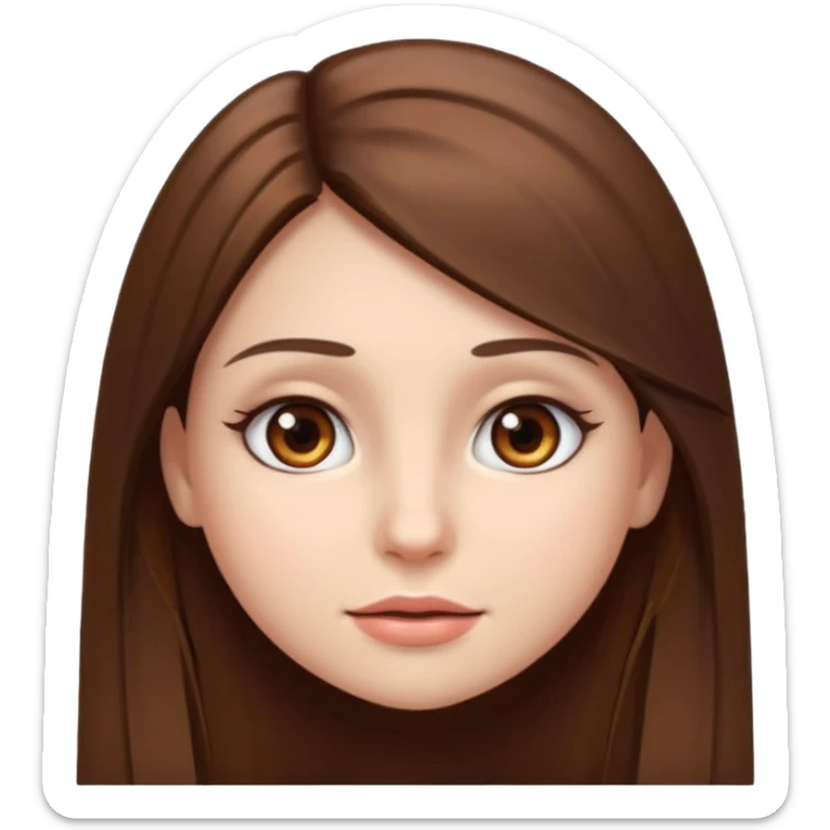 Girl emoji with straight long brown hair and brown eyes with long eyelashes  sticker