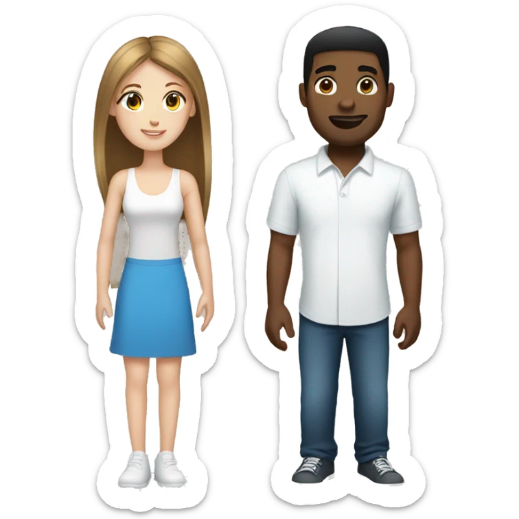 Black Boyfriend and white girlfriend with brown hair and blue eyes sticker