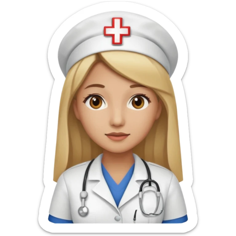 Mujer color de piel moreno claro, con cabello rubio largo, lacio y suelto, de enfermera sticker