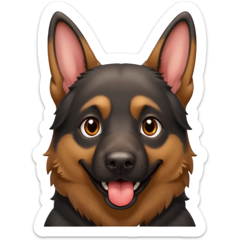 cartoon style dark German Shepherd dog with longer tongue hanging out  sticker