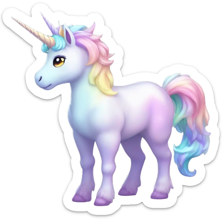 Shiny Sparkly Colorful Fluffy beautiful fantasy unicorn horn Kawaii Ethereal Anthro Sona Fakemon-animal Full Body sticker