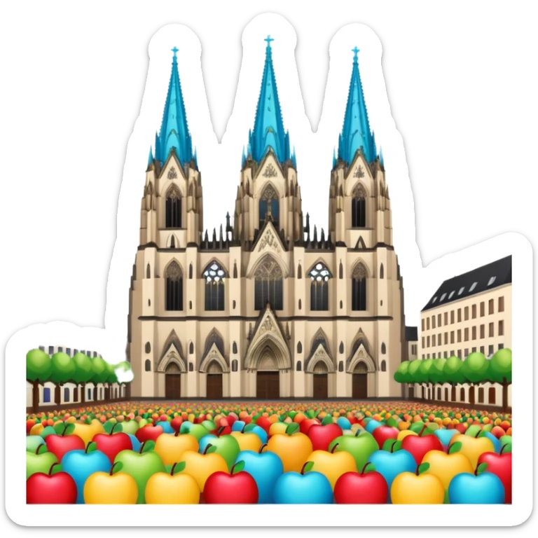 Cologne Cathedral with carnival vibe in Köln, Germany, apple emoji style, no frame or border sticker
