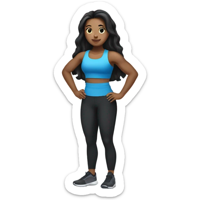 Pale skin tone girl with long black hair working out in the gym sticker