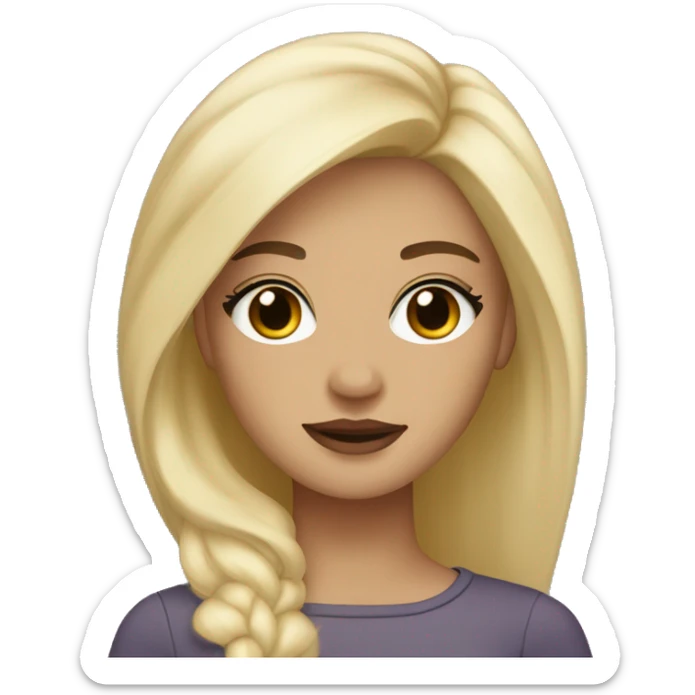 Blonde with dark hair roots girl, brown eyes big lashes, medium light skin  sticker