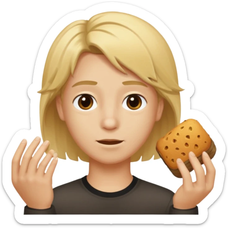 Je veux un garçon brun avec des mèches blondes qui montre à la caméra ses cheveux avec des mèches blondes sticker