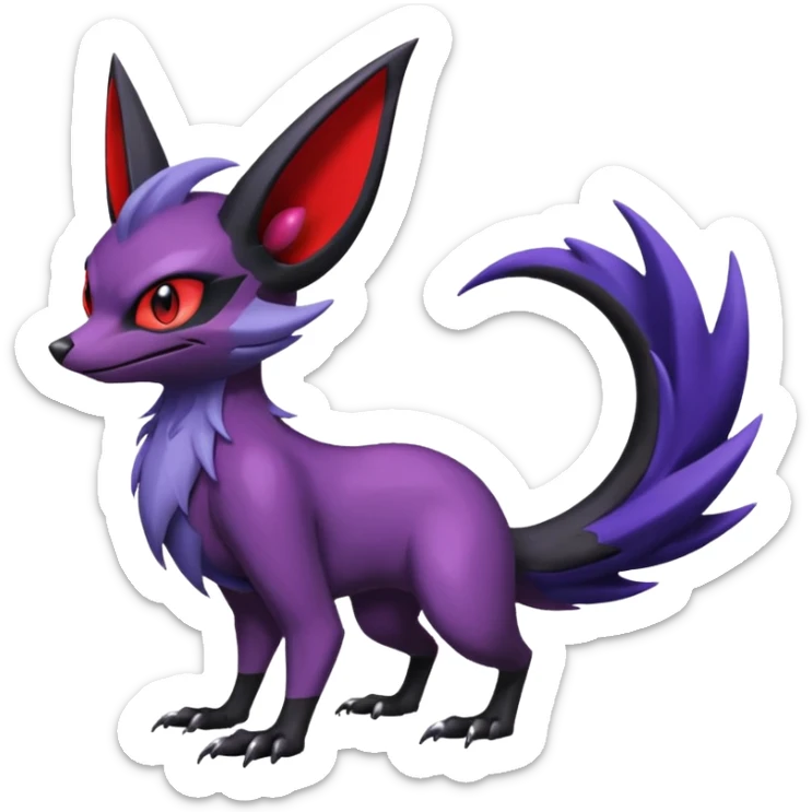 Shiny Noibat-Noivern-Mightyena-Fakémon-hybrid-creature (full body)  sticker