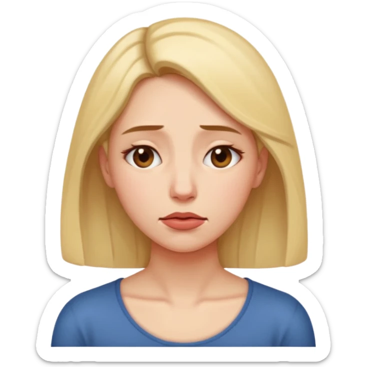 woman sighing with emotion, head slightly bowed, sigh coming from mouth, simple and warm feeling, iPhone emoji style sticker