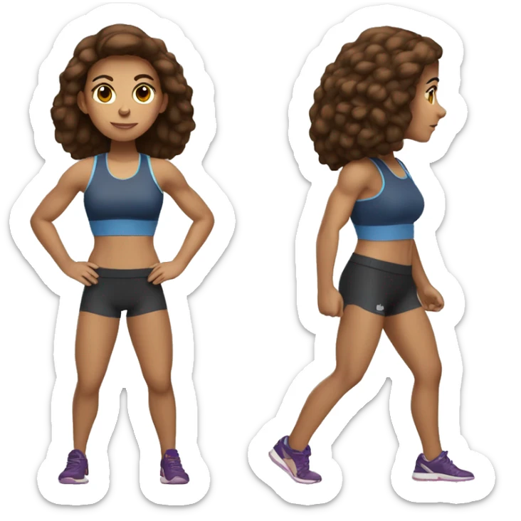 Brown hair sporty girl who makes strength training in a sporty outfit  sticker