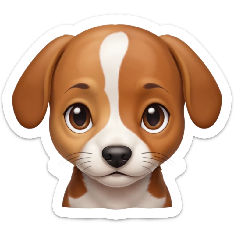 Dachshund beagle chihuahua mix puppy that’s mostly white with brown and dark brown patches and a birth mark on his nose sticker