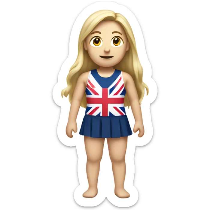 A girl with long blonde hair with wide shoulders wearing a Great Britain rowing swimming suit sticker