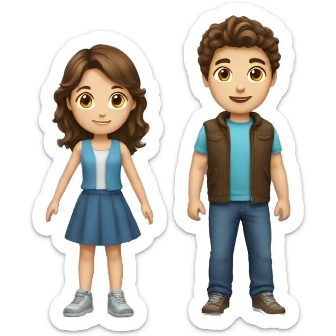 boy with brown hair with girl with brown hair sticker