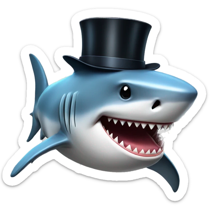 Shark with a top hat sticker