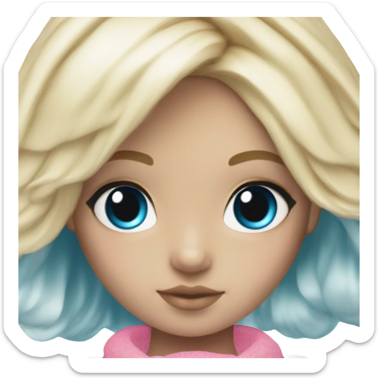 ocean blue doll eyes, blonde hair, feminine, pink, girl, angelic sticker