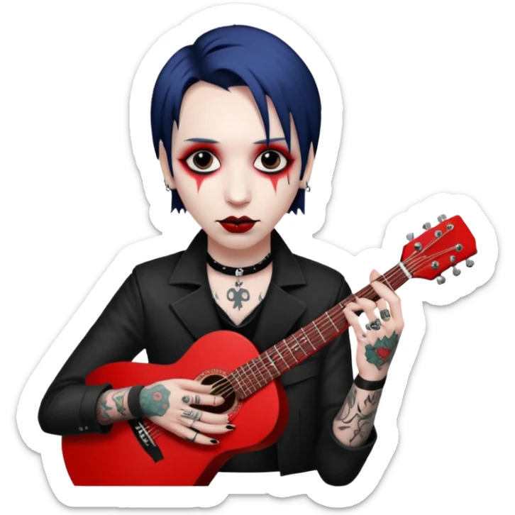 Marylin Manson avec une guitare Lil Peep avec une verre rouge  sticker
