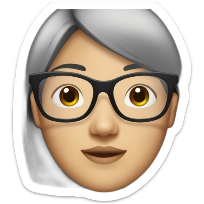 26 year old asian woman with short dark hair and brown rectangle glasses sticker