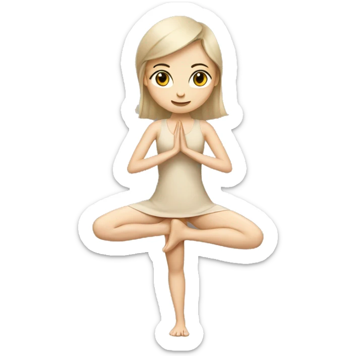 yoga girl with white skin in beige dress sticker