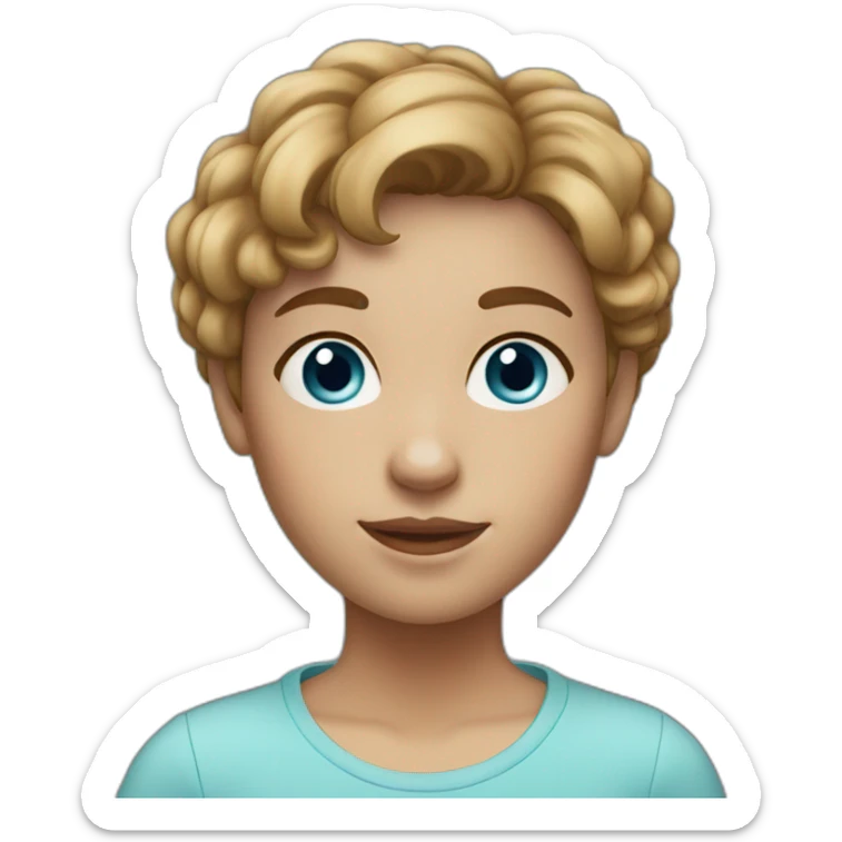 1 girl with light-brown short  hair, blue eyes and freckles sticker