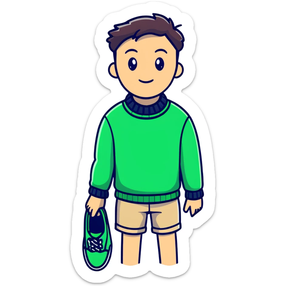 2025 neo-preppy outfit with tech-enhanced boat shoes and sustainable tennis sweater sticker