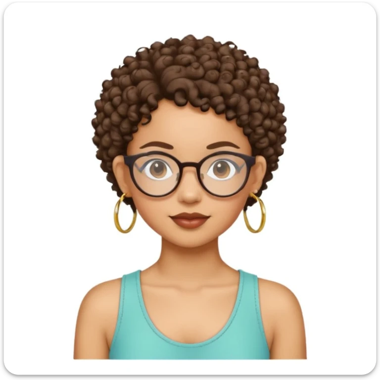 a lightskin mixed girl with hoop earrings and curly hair with glasses and an arabic girl with pixiee cut sticker