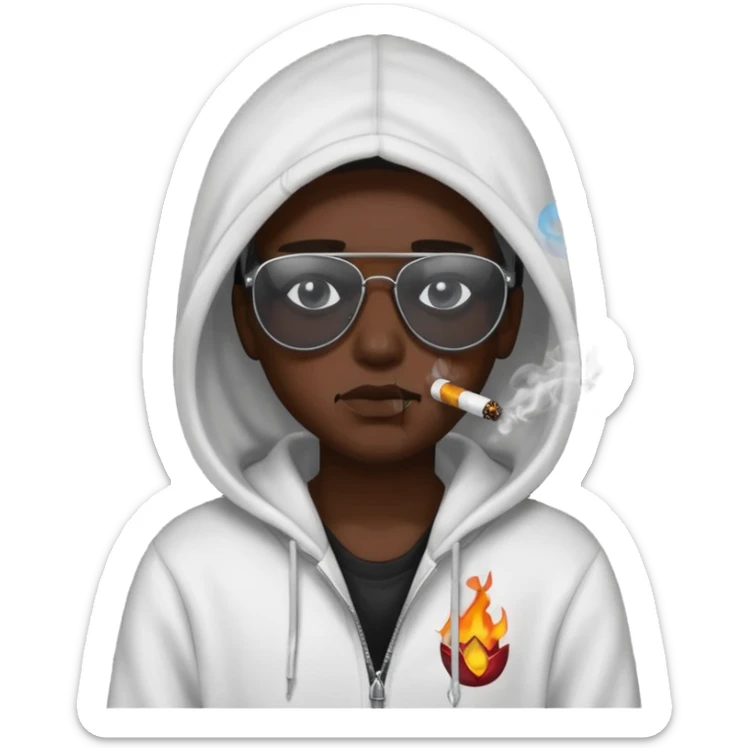 melanin with tears smoking with a hoodie on and shades  sticker
