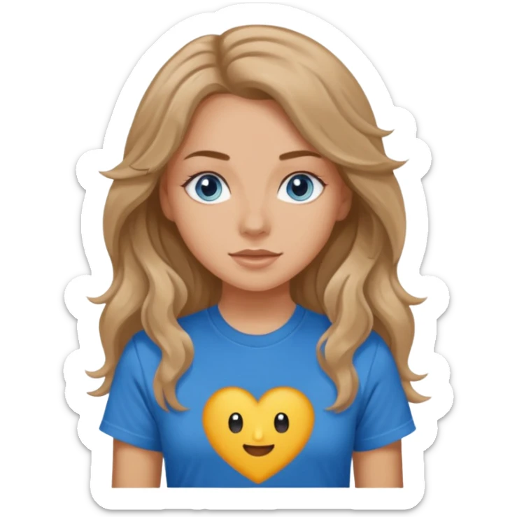 White Girl with light brown wavy long hair and blue eyes who likes to go to music events sticker