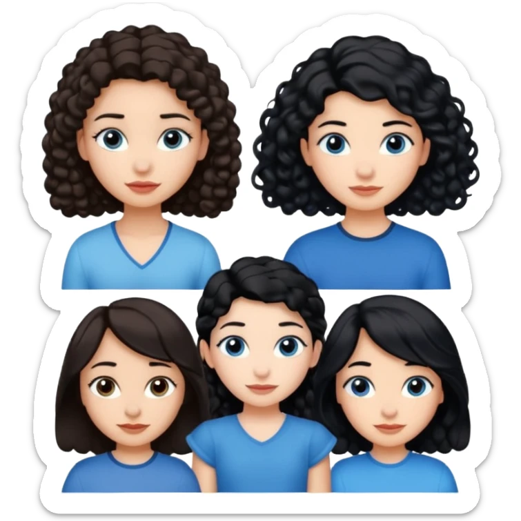 Algo de Disney y por detrás o delante pon a quatro chicas: una con el pelo largo rizado marrón , otra con el pelo muy corto negro, como un chico, otra con el pelo mediano liso marrón con ojos azulesy otra con el pelo negro largo liso . Todos son color carne. Es para el viaje sticker