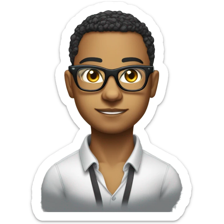 Mulatto hiphop confident business young adult cat pfp with smart sport glasses and eyes of redemption sticker