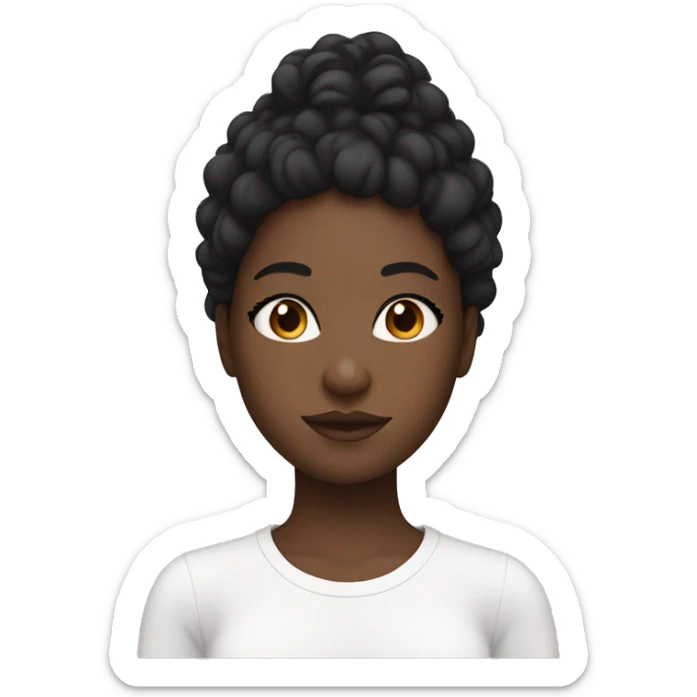 black girl wearing a white fitted tshirt with natural hair and blush and mascara sticker