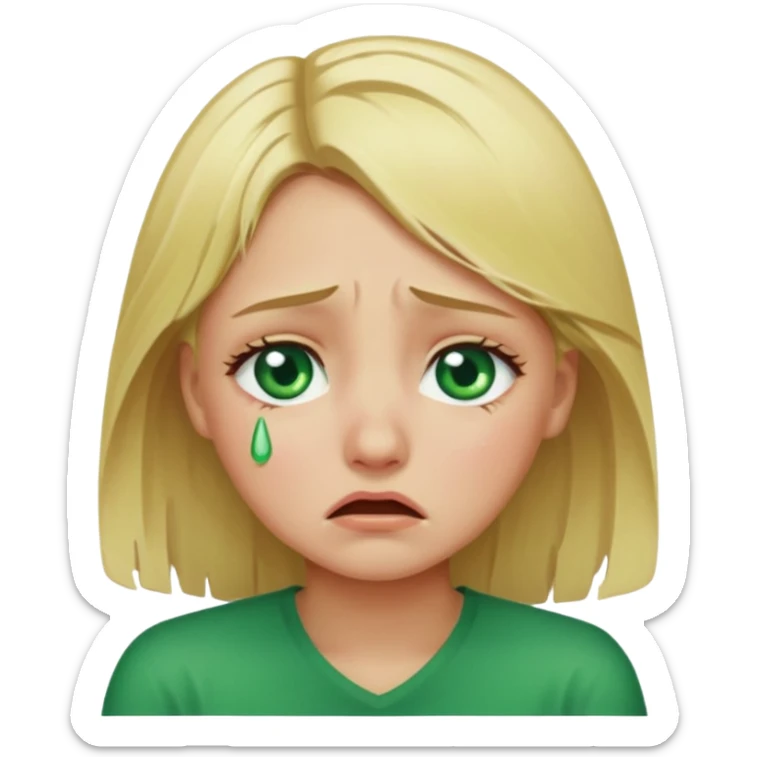 the girl is that criying she has green eyes and blondhair  sticker