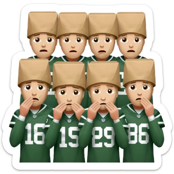 New York Jets being cry babies with tears with paper bags on their heads sticker