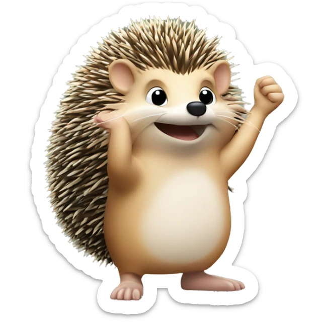 hedgehog saluting with its hand. It is saluting like it is in the army sticker