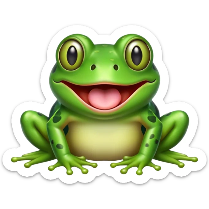 cute cross-eyed frog with tongue sticking out and silly grin sticker