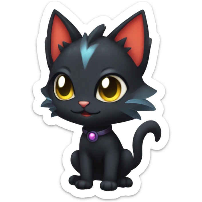 Cool Cute Edgy Black Dark Chibi Cat-Noibat-Noivern-Litten-Fakémon-hybrid sticker