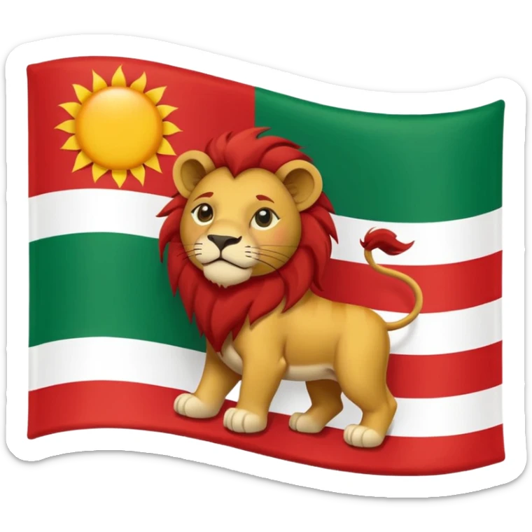 Small Lion and sun logo at the middle of flag in the red white and green flag(up to down ) sticker