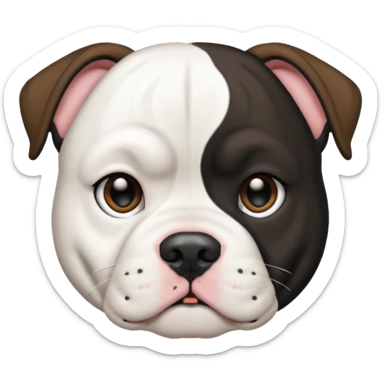 Black and white American bulldog black body white head black around one ear and I sticker