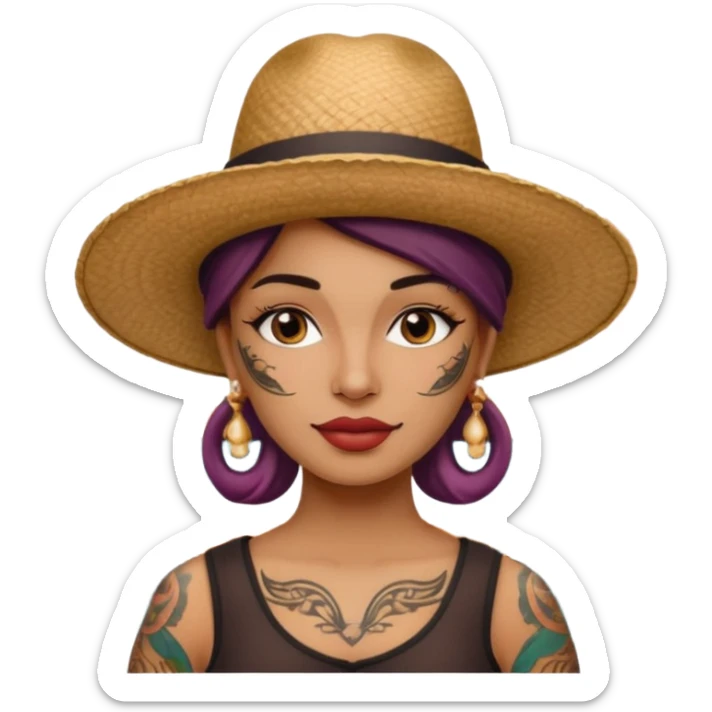 tattoed face venice gondolier with iconic hat woman sticker