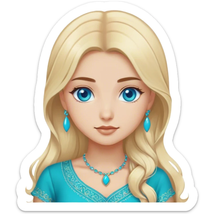 Turkish beautiful finish Konya girl blue eyes and blonde hair and turquoise dress sticker