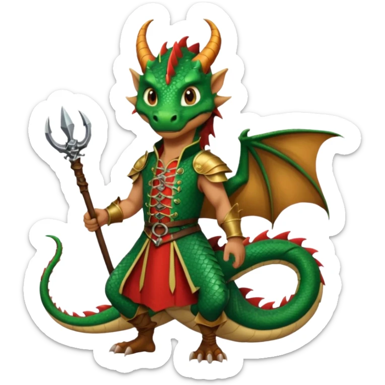a dragon tamer with a whip in his hand in medieval time with a dragon next to him sticker