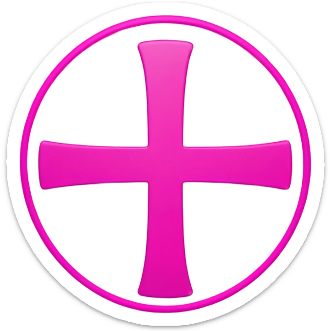 Minimalistic female sign emoji with a pink circle and cross, simple and bold, with smooth lines and a modern digital style sticker
