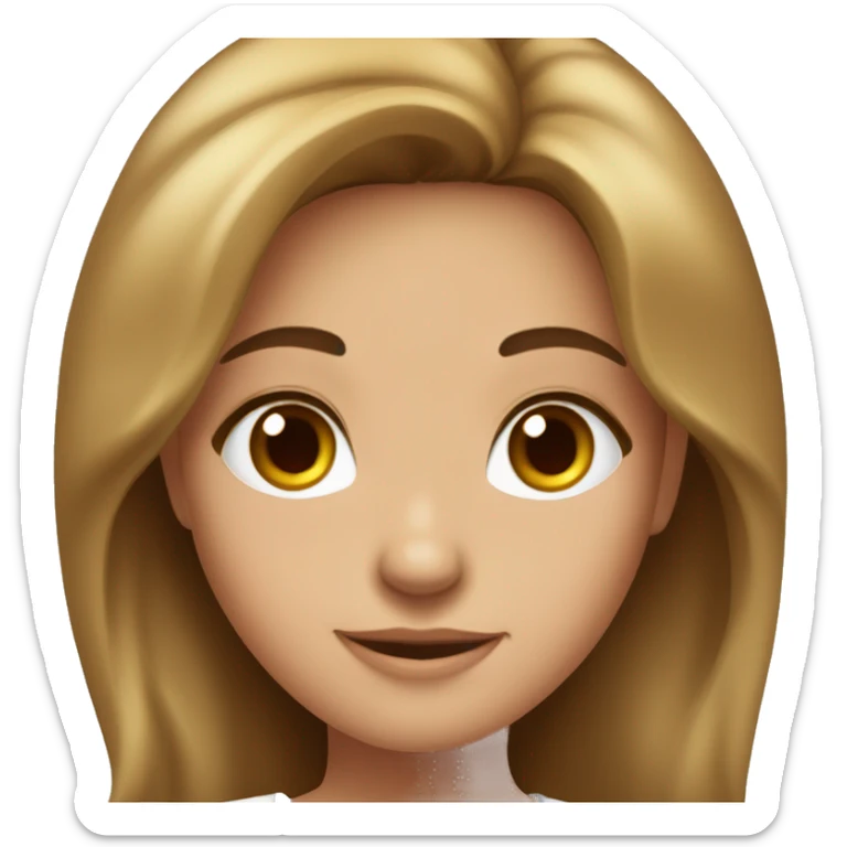 brunette girl, slim, Italian, big maple eyes, shiny brown hair, tanned complexion, good health, white t-shirt sticker