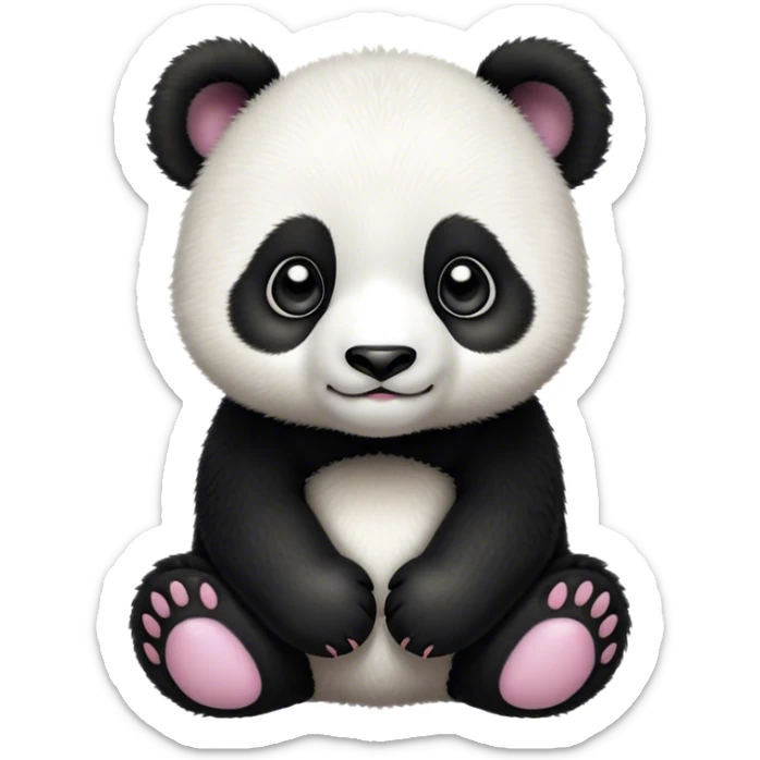 Cinematic Noble Baby Panda Portrait Emoji, Poised and regal, with a tiny, adorable build and a soft, fuzzy Fur of black and white, deep-set soulful gentle eyes, Simplified yet sharp and sophisticated features, highly detailed, glowing with a soft, dignified glow, high shine, intelligent and endearing, stylized with an air of miniature majesty, focused and attentive, soft glowing outline, capturing the essence of a watchful and confident little panda, so majestic it feels as though it could toddle out of the screen with effortless authority! sticker