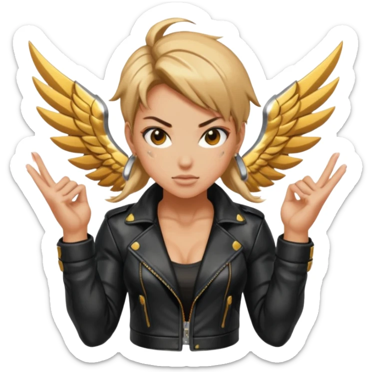Make me look like a cool female street fighter from the video game, I want the power to fly too. Also make me sparkly. sticker