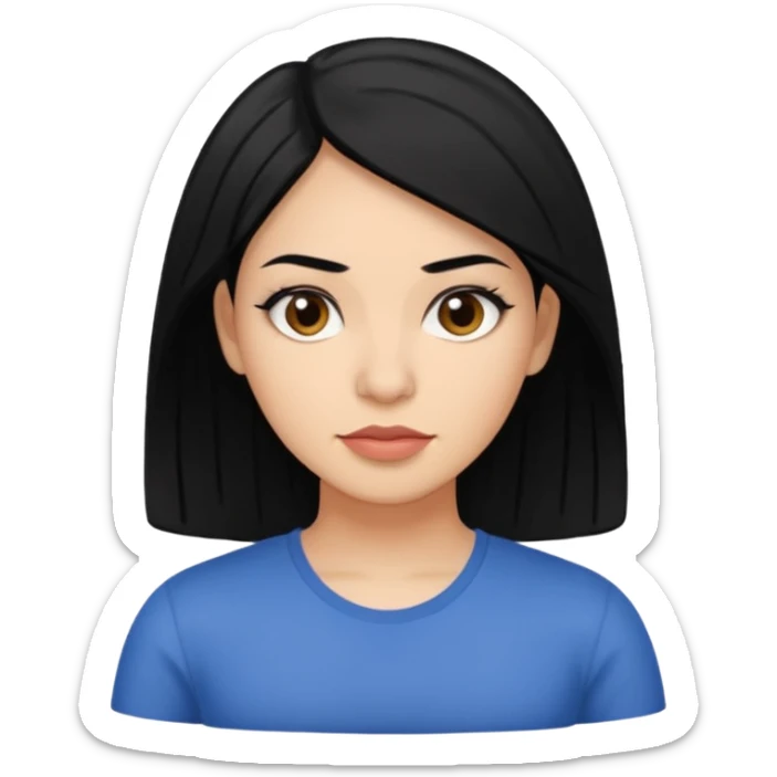 30-year-old Puerto Rican woman with black hair and white skin, neutral expression sticker