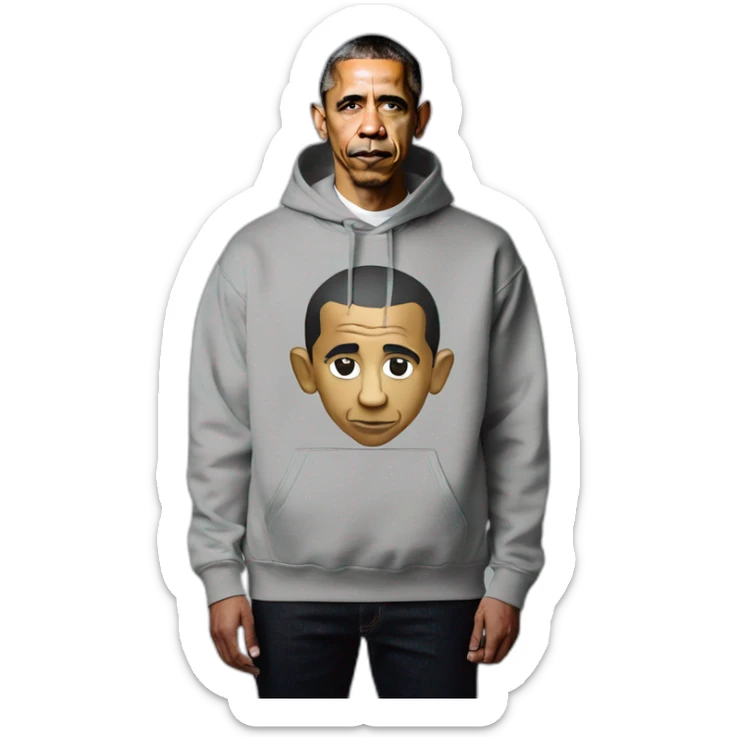 fullbody barack obama in supreme new york logo hoodie sticker