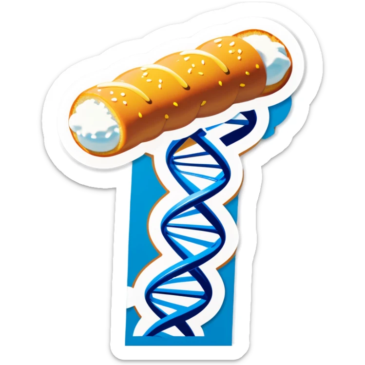 A strand of DNA dressed up like a scientist filled with Twinkie ￼cream ￼ sticker