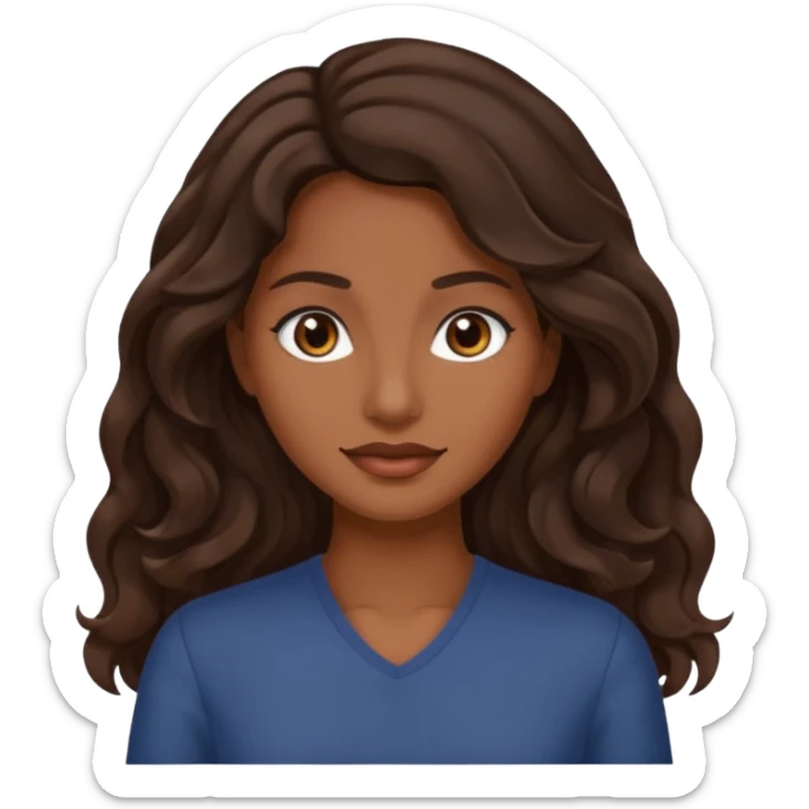 mujer trigueña oscura ,  pelo ondulado,  pelo largo  color marron oscuro, ojos marrones oscuro sticker
